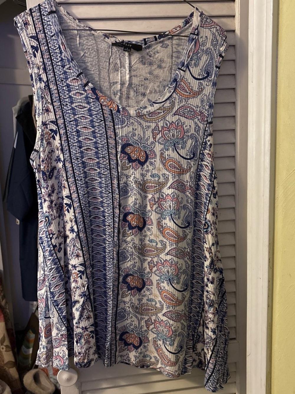 NAIF Paisley & Stripe Sleeveless Tank in Blue, Cream & Rust